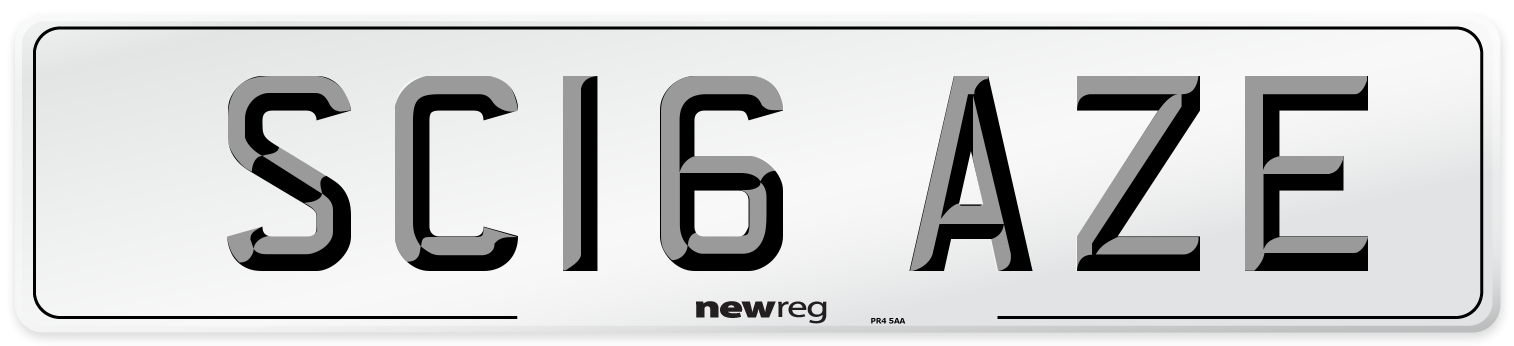 SC16 AZE Number Plate from New Reg